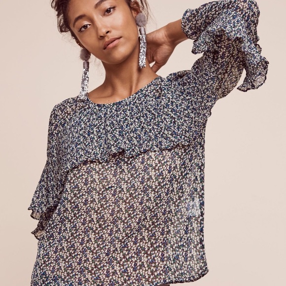 Anthropologie Tops - Anthropologie Forget Me Not Ruffle Blouse